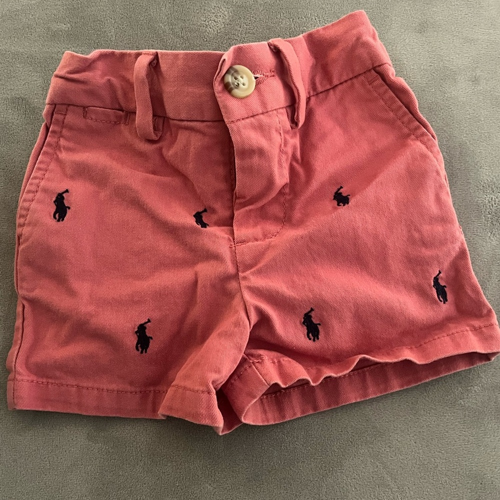 Ralph Lauren Coral Pink Logo Embroidered Kids Shorts